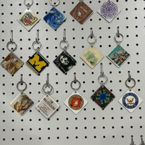 White Plastic Keychains Square