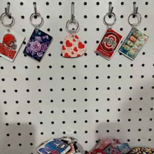 White plastic keychains