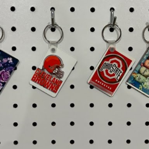 White Plastic Keychains Rectangular